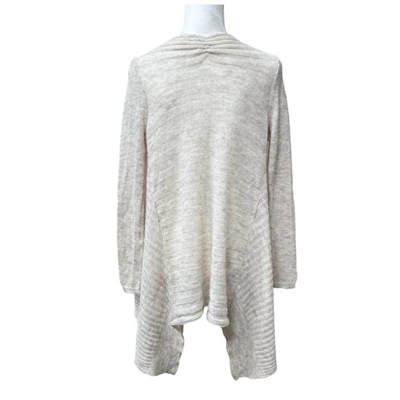 Anthropologie Moth Cardigan Women Small Oatmeal Cream Wool Blend Open Front - Picture 3 of 9